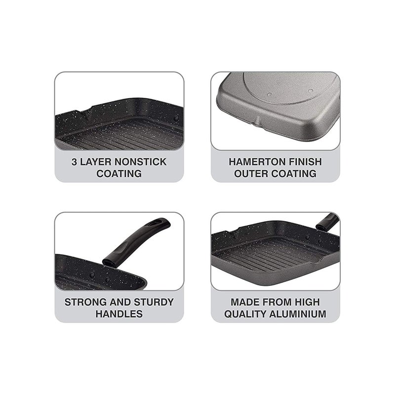 IDEAL PRIME Heavy Duty Aluminium NonStick Grill Pan Double Coated Long Lasting Multi Snacks Grill Pan Sandwich Tawa Cookware Pack of 1 - Image 5