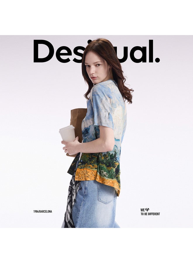DESIGUAL van Gogh Print Cuban Collar Women's Blouse - Spring/summer 2025 Collection - Image 2