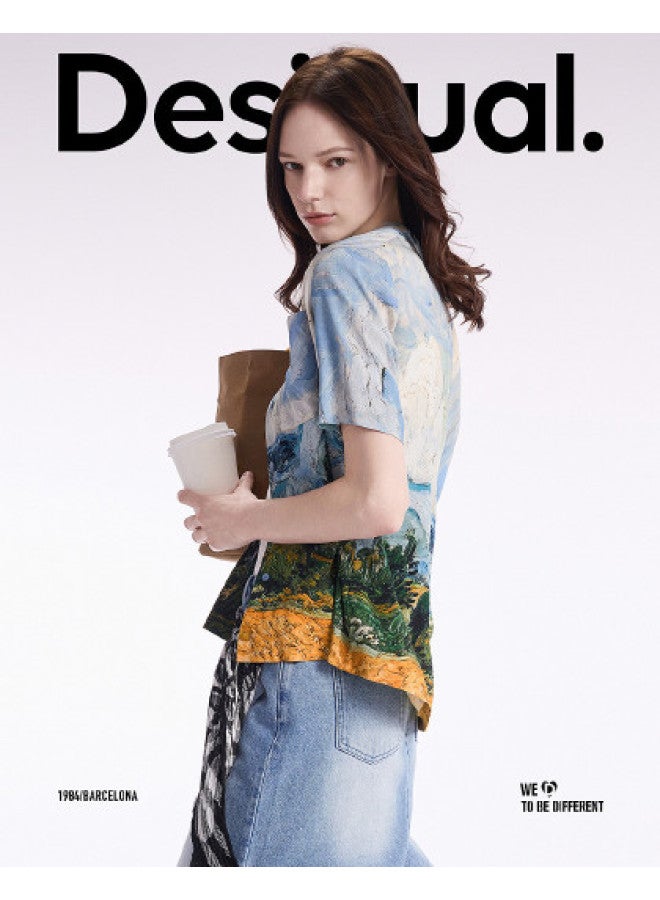 DESIGUAL van Gogh Print Cuban Collar Women's Blouse - Spring/summer 2025 Collection - Image 1