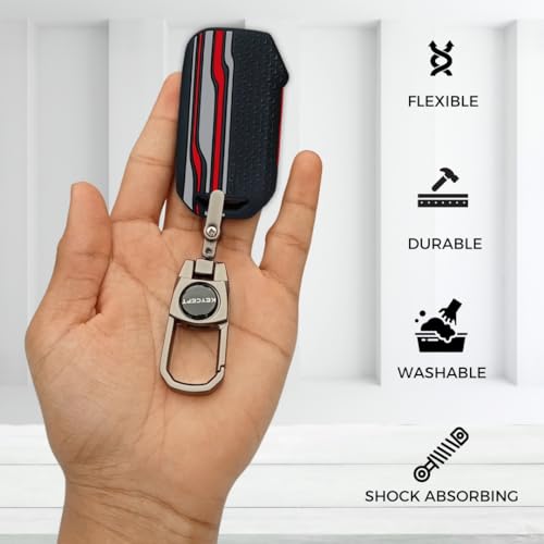 Keycept غطاء مفتاح Keycept™ Tristar لكيا سونيت | كيا كارينز | كيا EV6 | كيا سيلتوس 2023 2024 وطراز الفيس ليفت ملحقات فاخرة لمفتاح ذكي 4 أزرار مع سلسلة مفاتيح. (النوع 2، أسود) - Image 5