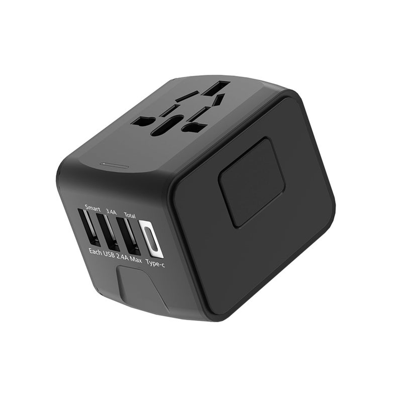 MANGO International Travel Plug Adapter Universal Power Adapter Worldwide All in One High Speed 24A 3xUSBA 30A 1xUSB C Perfect for European US EU UK AU 200 Countries Black