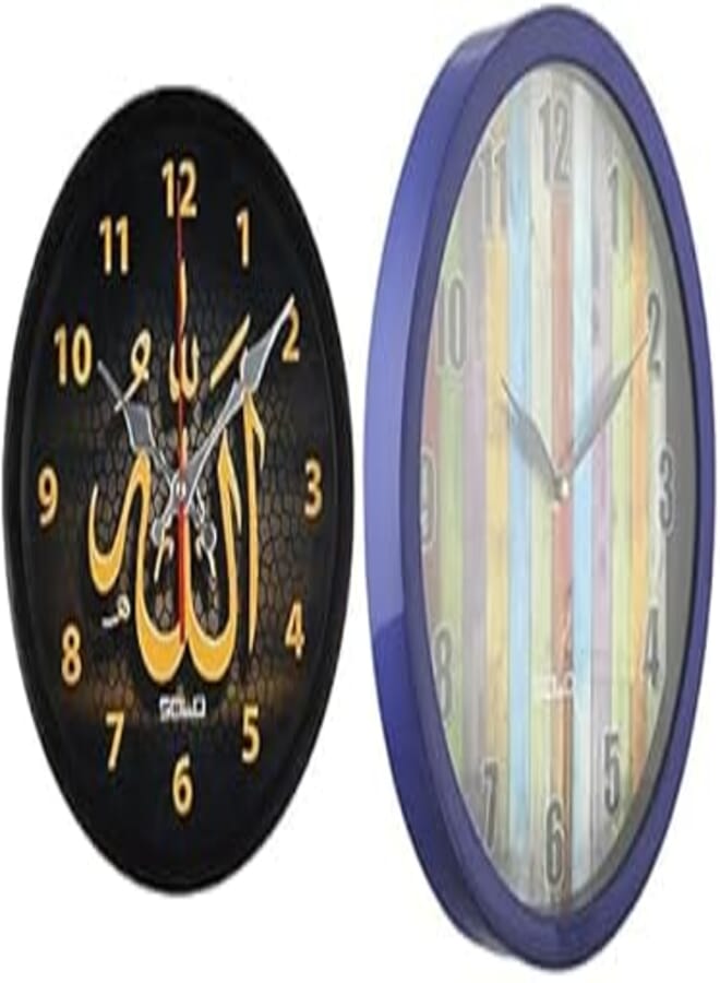 Solo Bundle of SOLO Wall Clock Black +SOLO B6 Circular Wall Clock, QUARTZ clock, For Living room, Bedroom, Office room, with Battery Operated