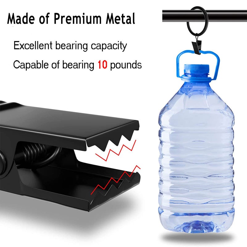 Lansian 44pcs Curtain Rings with Clips Hooks 1.5 inch Rustproof Matte Metal Stainless Steel Drapery Rings for Tension Rod Bracket Eyelets Decorative Hangers, Vintage Black (1.5" Interior Diameter) - Image 5