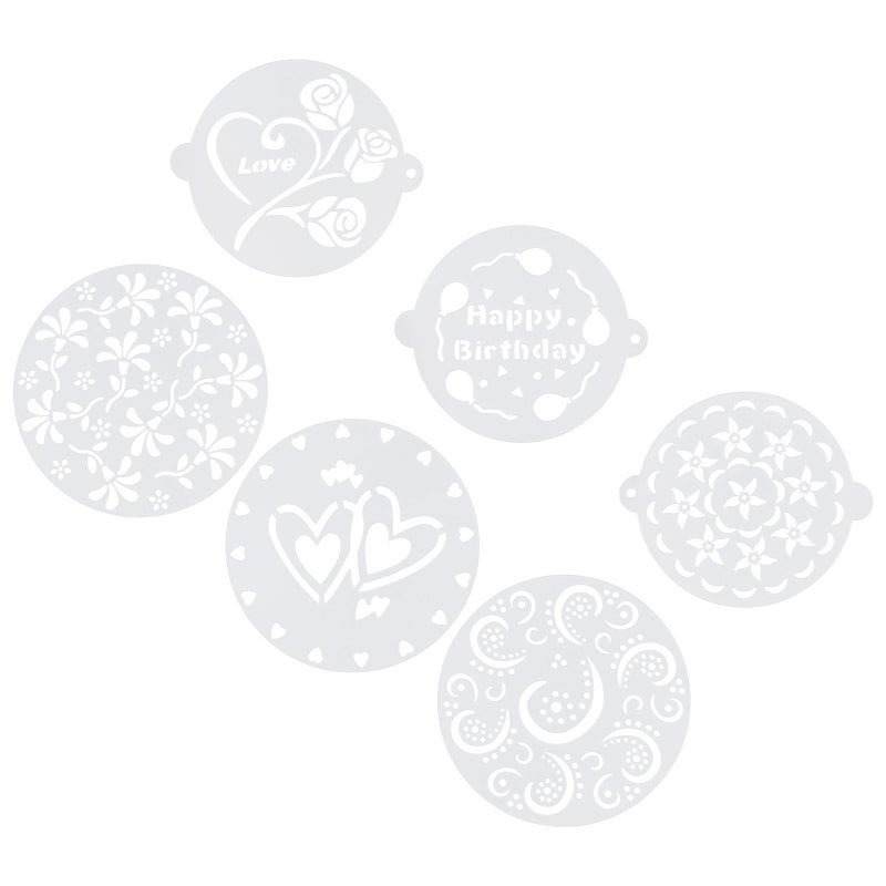 6pcs Plastic Baking Stencils Set Cake Decorating Templates For Coffee Dessert Powder Sprinkling - Image 2