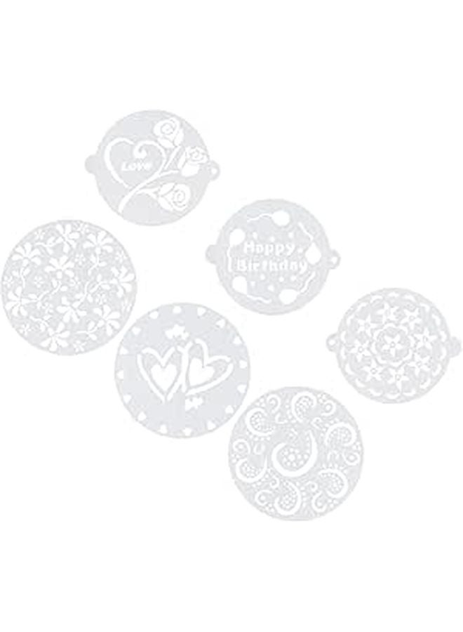 6pcs Plastic Baking Stencils Set Cake Decorating Templates For Coffee Dessert Powder Sprinkling - Image 1