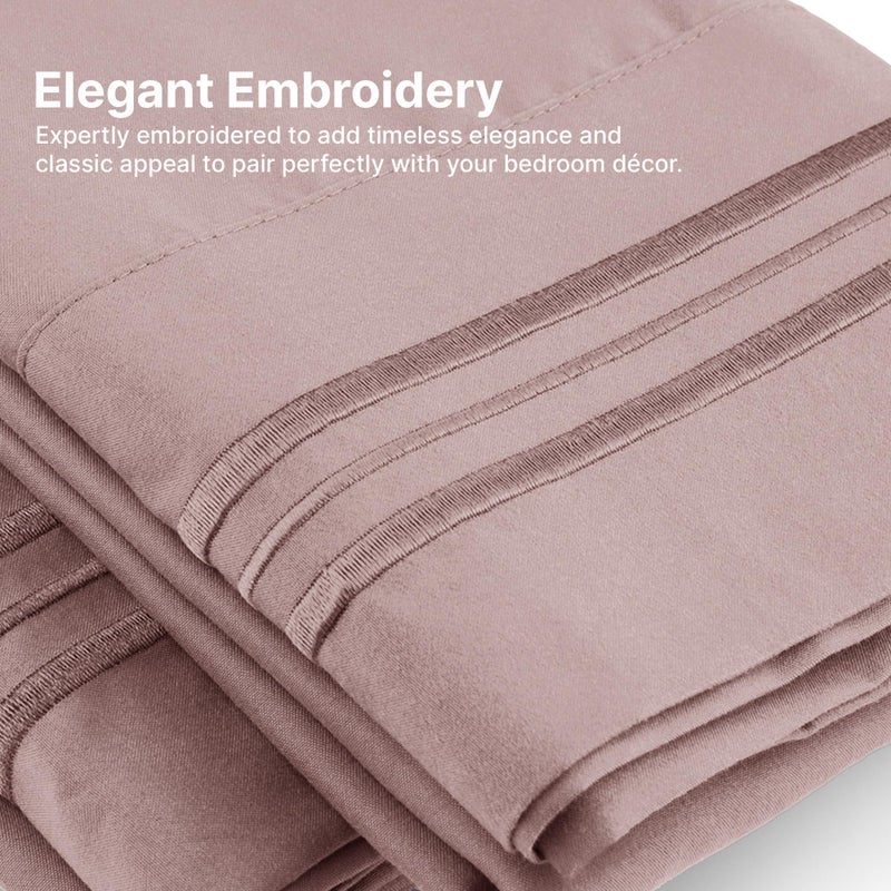 CGK Unlimited Queen Pillow Cases Set of 4 - Ultra Soft Hotel Quality Pillowcase Covers - Luxury Comfy Cozy Bedding for Women  Men  Kids & Teens - Machine Washable Pillow Protectors - 4 Pieces Set - Queen Size Mauve  - Image 3