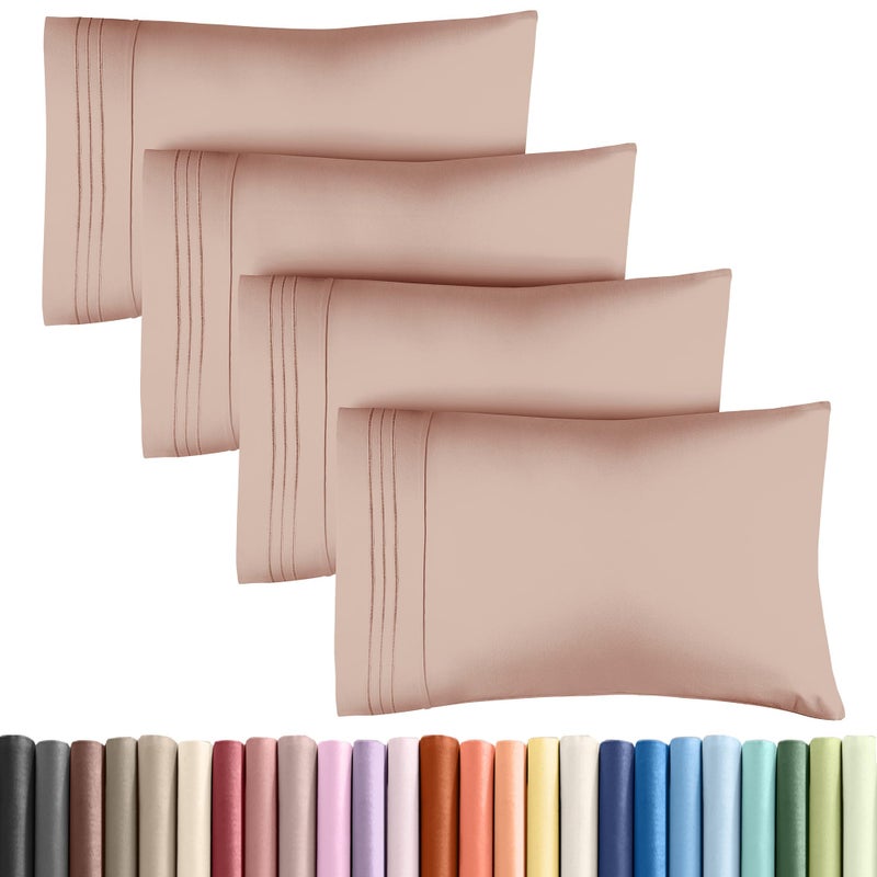 CGK Unlimited Queen Pillow Cases Set of 4 - Ultra Soft Hotel Quality Pillowcase Covers - Luxury Comfy Cozy Bedding for Women  Men  Kids & Teens - Machine Washable Pillow Protectors - 4 Pieces Set - Queen Size Mauve  - Image 1