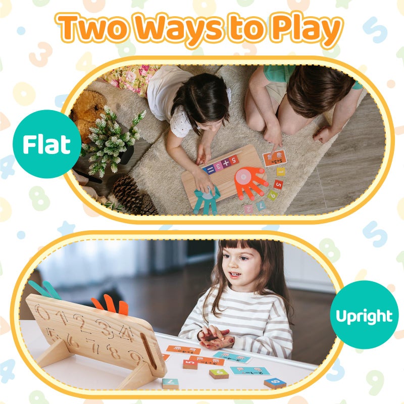 JAiiMen Montessori Learning Toys For Toddlers 2-4  Double-Sided Finger Counting & Number Tracing Board  Colorful Number Blocks  Solid Pine Wood Educational Math Toy For Kids Boys Girls Ages 1 3 5 Year Old - Image 4