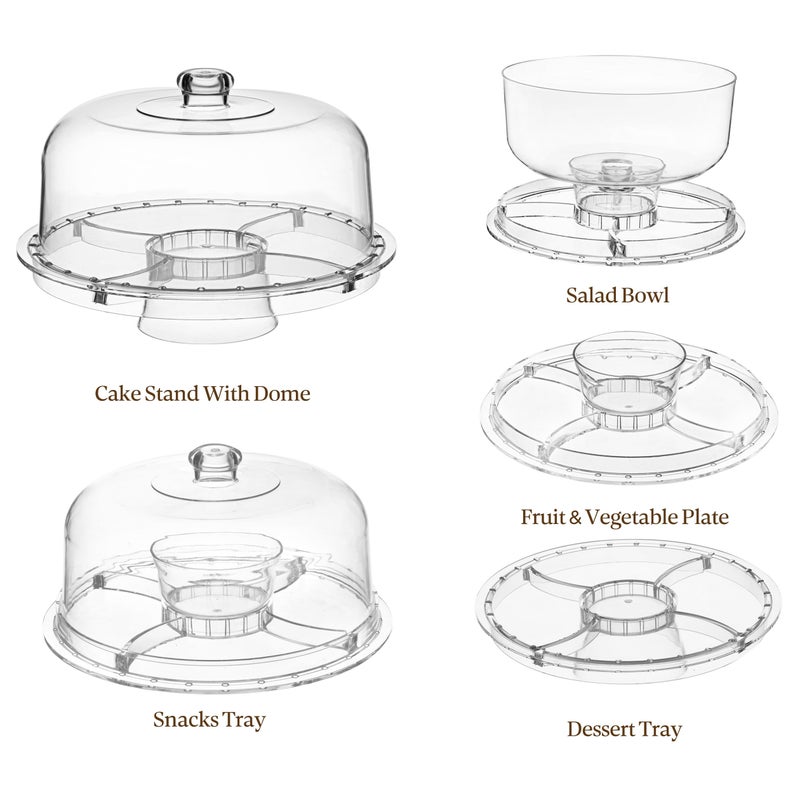 HBlife Cake Stand with Acrylic Dome Cover (12.2"), Multifunctional Serving Cookie Platter Punch Bowl and Cake Plate for Dessert Table Display for Parties (6 Uses) - Image 3