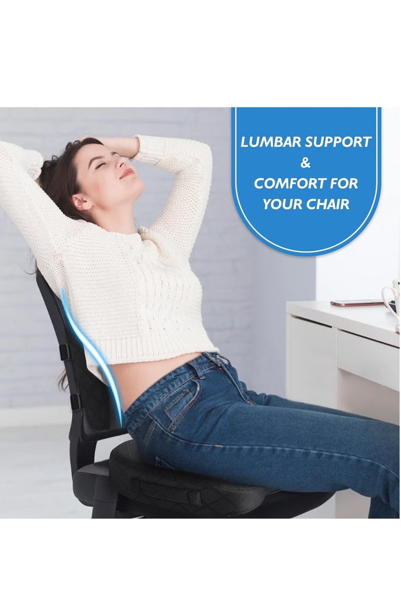 Back Seat Cushion Car Seat Office Chair Cushions Sciatica u0026 Back Coccyx Tailbone Pain Relief Chair Pad, Memory Foam Lumbar Support Pillow for Computer Desk, Wheelchair, Driving (Black) - Image 4
