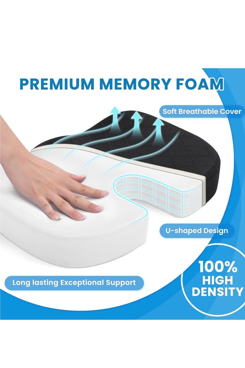 Back Seat Cushion Car Seat Office Chair Cushions Sciatica u0026 Back Coccyx Tailbone Pain Relief Chair Pad, Memory Foam Lumbar Support Pillow for Computer Desk, Wheelchair, Driving (Black) - Image 2
