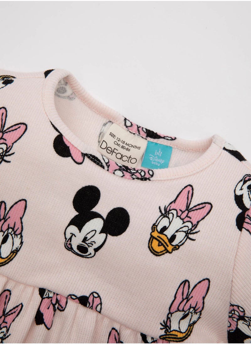DeFacto Disney Mickey & Minnie Ribbed Short Sleeve Dress And Bloomers 2-Piece Set  - Image 3