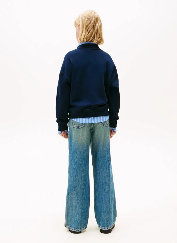 تومي هيلفيغر كنزة قطنية مطرزة بقلب للأطفال