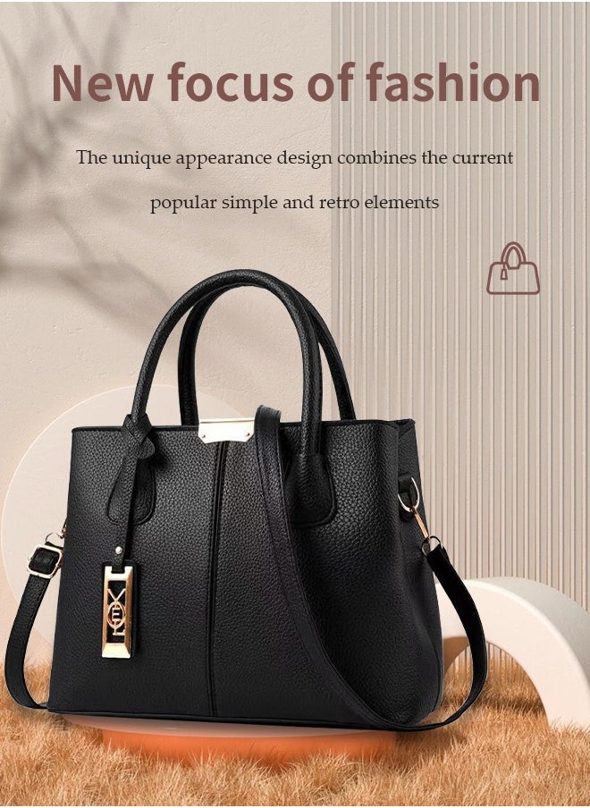 DUNISO Women's handbag, PU leather shoulder bag, large capacity crossbody bag，with detachable shoulder strap and top handle, suitable for shopping, work, dating, travel  - Image 2