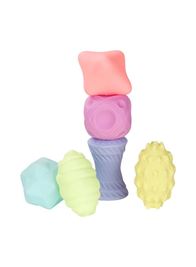 Loquat Baby Soft Rubber Hand Grab Ball Tactile Perception Training Ball Grasping Toy Touch Ball Massage Ball Chew Toy-Color:Bulk Single (diamond Warm Color) - Image 1