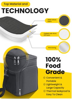 hssentials Lunch Bag Cooler Bag Insulated 9L Spacious Food Bag Top+Front Space Shoulder Strap Quality Zippers Lunch Box Bag for Adult Men Women Office Lunch Bags for School Aesthetic Lunch Bag Grey  - Image 4