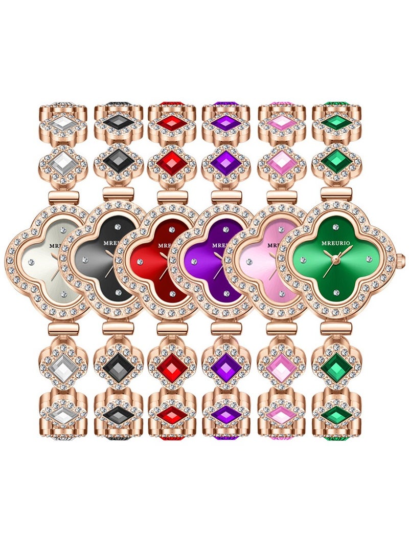 امريوريو ساعة نسائية فاخرة ، مطلية باللون الذهبي الوردي مع كريستالات براقة وسوار أنيق - Image 2