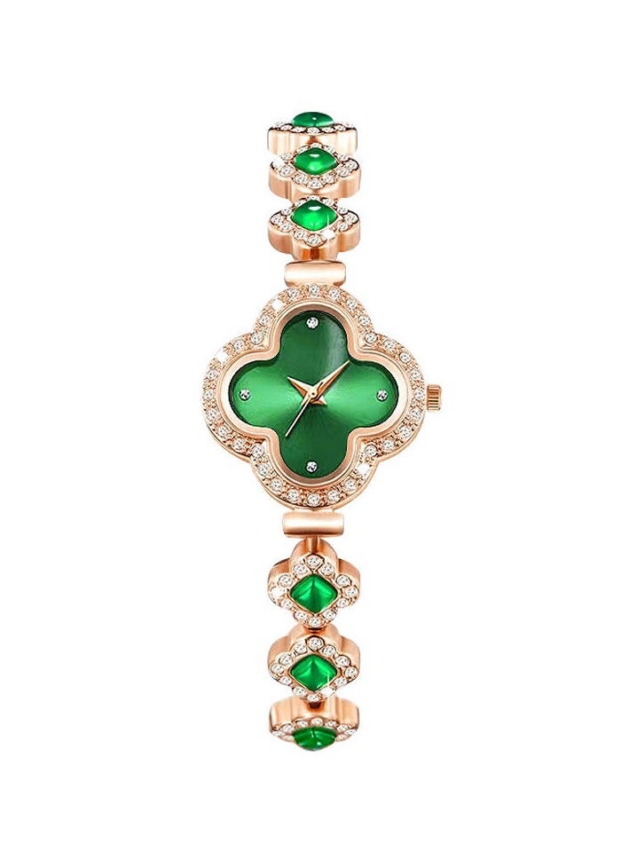 امريوريو ساعة نسائية فاخرة ، مطلية باللون الذهبي الوردي مع كريستالات براقة وسوار أنيق - Image 4