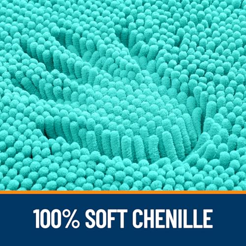 OLANLY Small Bathroom Rugs 24x16, Extra Soft Absorbent Chenille Bath Rugs, Rubber Backing Quick Dry, Machine Washable Bath Mats for Bathroom Floor, Tub and Shower, Home Decor Accessories, Teal - Image 3