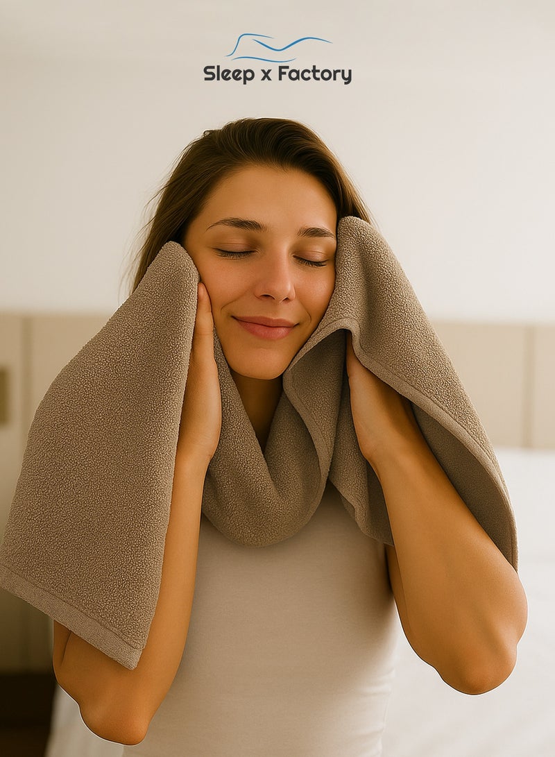 Sleep x Factory Beige Bath Towel – 100% Cotton, Ultra Soft & Absorbent – 70x140 cm - Image 5