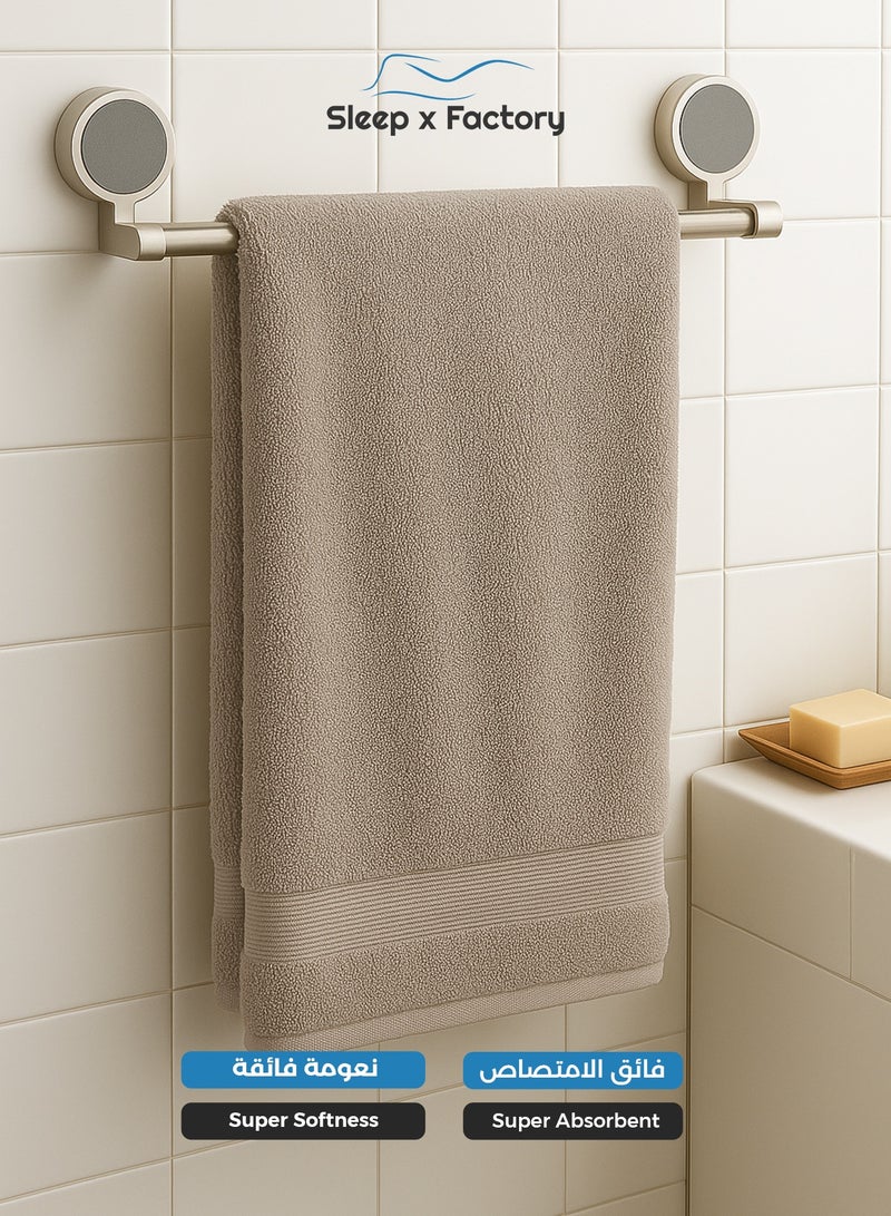 Sleep x Factory Beige Bath Towel – 100% Cotton, Ultra Soft & Absorbent – 70x140 cm - Image 4