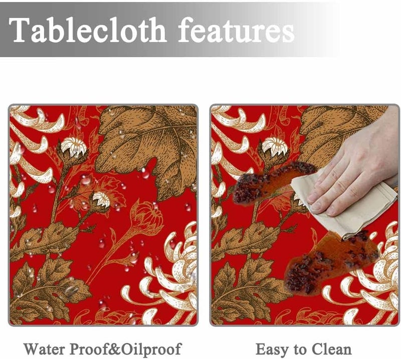 Yibeas Tablecloth Round Chrysanthemum Table Cloth Japanese National Flower Luxury Delicate Blossom Table Cover for Dining Room Kitchen Decoration 60inch - Image 2