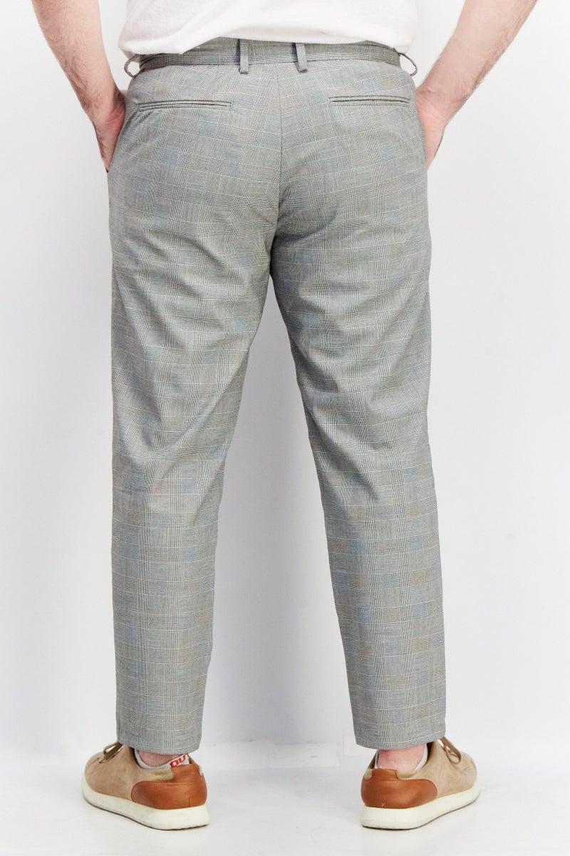 Celio Men Regular Fit Plaid Chino Pant, Grey/Black - Image 3