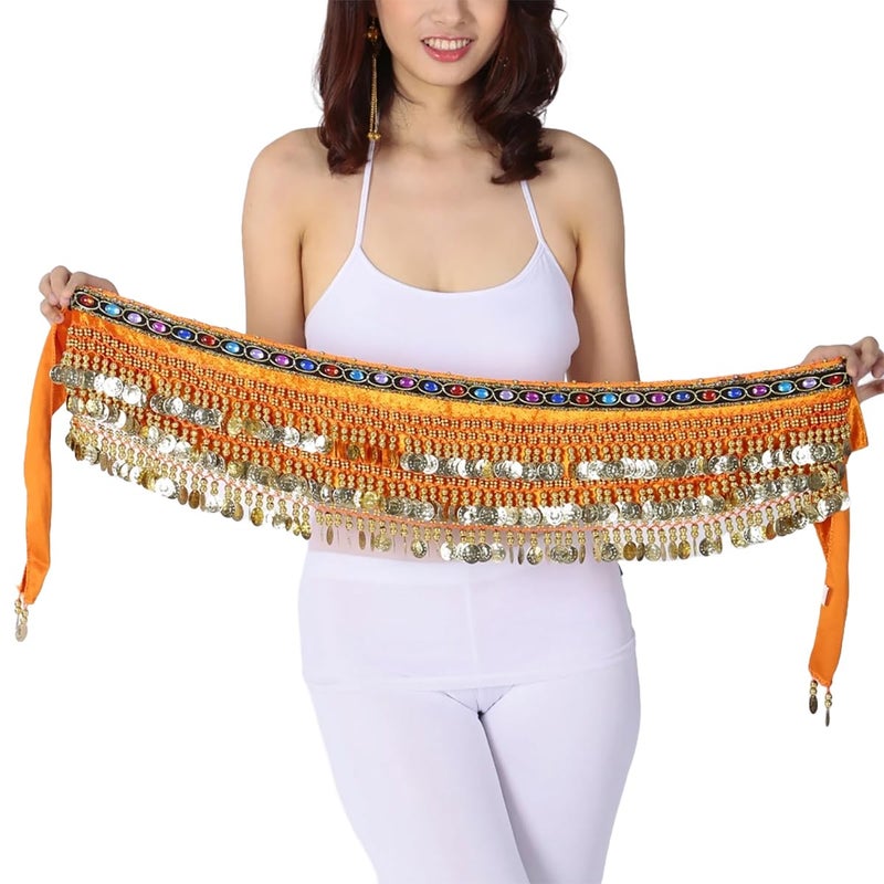 Fancydresswale Belly Dance Hip Scarf Waist Belt with Gold Coins for Women and Girls - Image 3