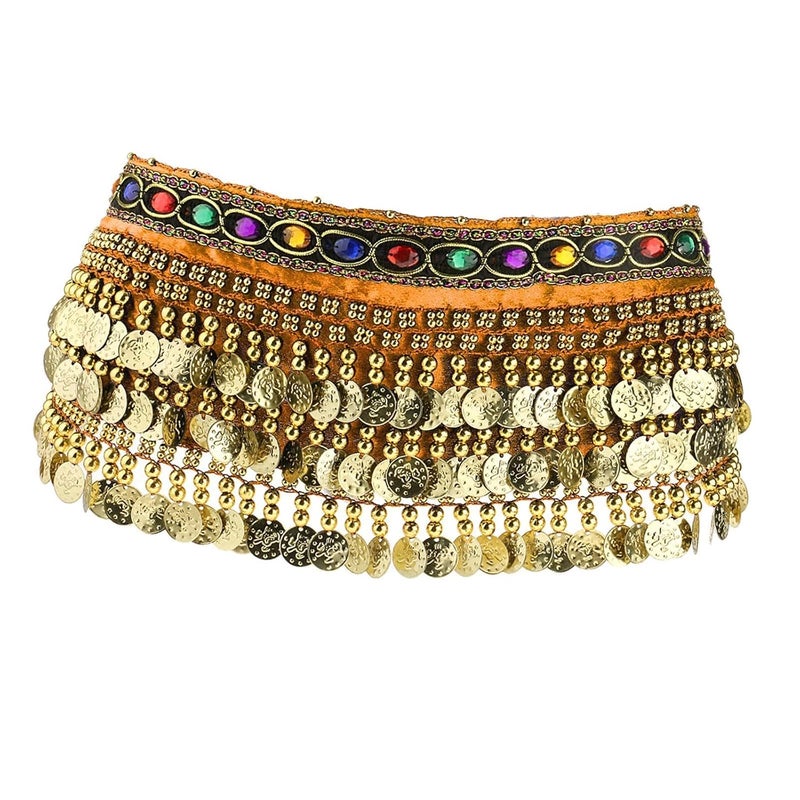 Fancydresswale Belly Dance Hip Scarf Waist Belt with Gold Coins for Women and Girls - Image 2