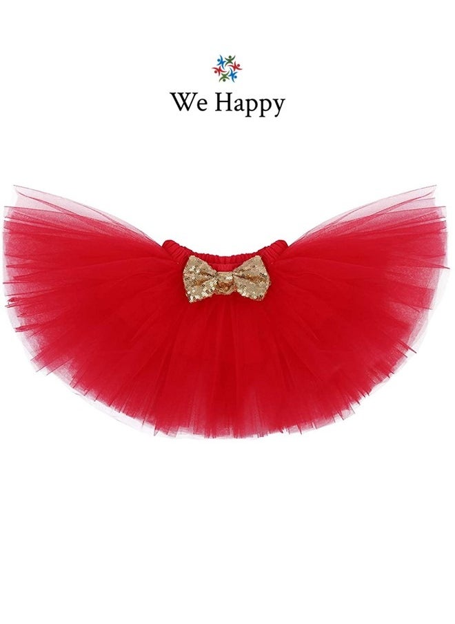 We Happy 4 Pieces Its My 1st Birthday Costume Princess Theme Dressing up Toy Baby Girl Party Fancy Wear with Tutu Skirt, Cake Topper and Floral Headband  - Image 3
