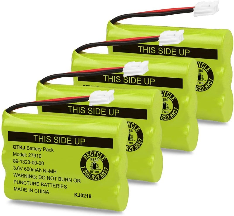 QTKJ Cordless Phone Battery for Motorola SD-7501 MD7161 AT&T 27910 89-1323-00-00 E1112 E2801 TL72108 Vtech I6725 RadioShack 23-959 (4-Pack) - Image 1