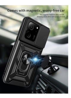 Case for Xiaomi 13T / Xiaomi 13T Pro, Armor Dual-Layer Cover with Flexible Soft Silicone & Hard PC, 360° Rotating Ring, Protective Lens Slider & Magnetic Car Mount Compatibility,Black - pzsku/Z00953038B94995723313Z/45/_/1698756691/3763469c-4adc-49a9-aa55-1be97b946872