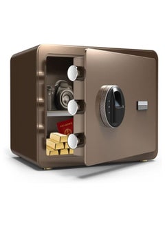 Cool Baby Safe Box with Biometric Fingerprint Lock A4 Document Size Safety Deposit Box for Home Office Shop (25 * 35 * 25) Brown  - Image 1