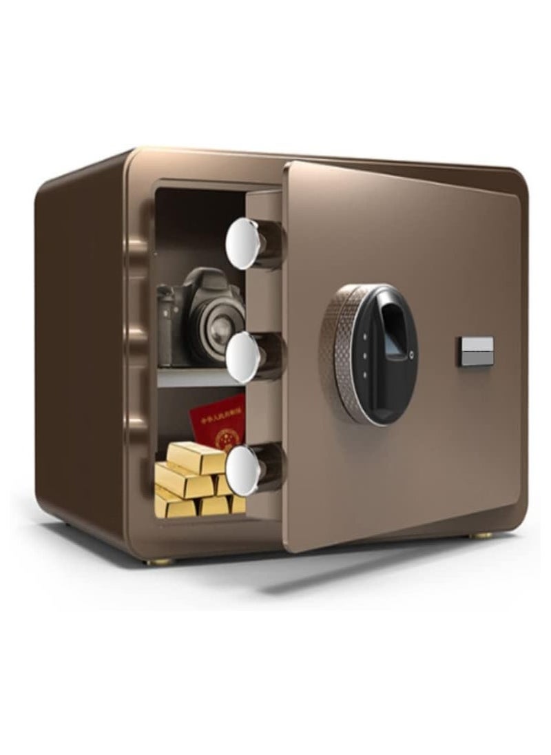 Cool Baby Safe Box with Biometric Fingerprint Lock A4 Document Size Safety Deposit Box for Home Office Shop (25 * 35 * 25) Brown  - Image 1