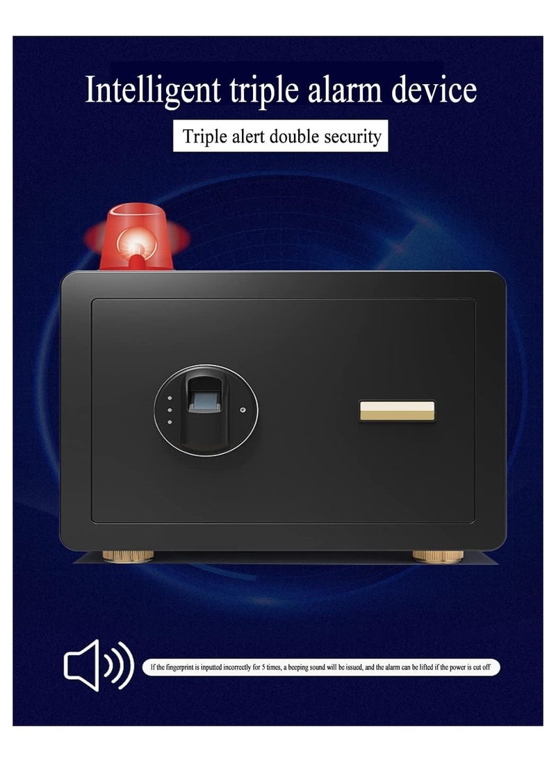 Cool Baby - Safe Box with Biometric Fingerprint Lock A4 Document Size Safety Deposit Box for Home Office Shop (25 * 35 * 25) Brown - Image 1