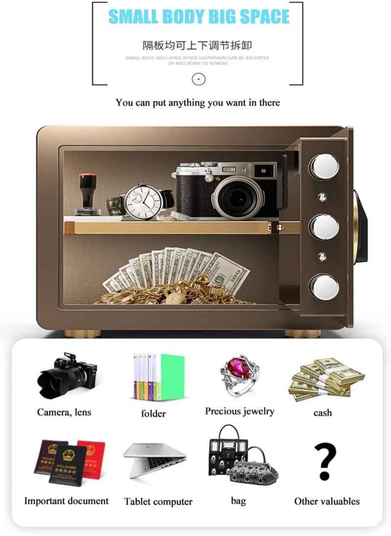 Cool Baby Safe Box with Biometric Fingerprint Lock A4 Document Size Safety Deposit Box for Home Office Shop (25 * 35 * 25) Brown  - Image 2
