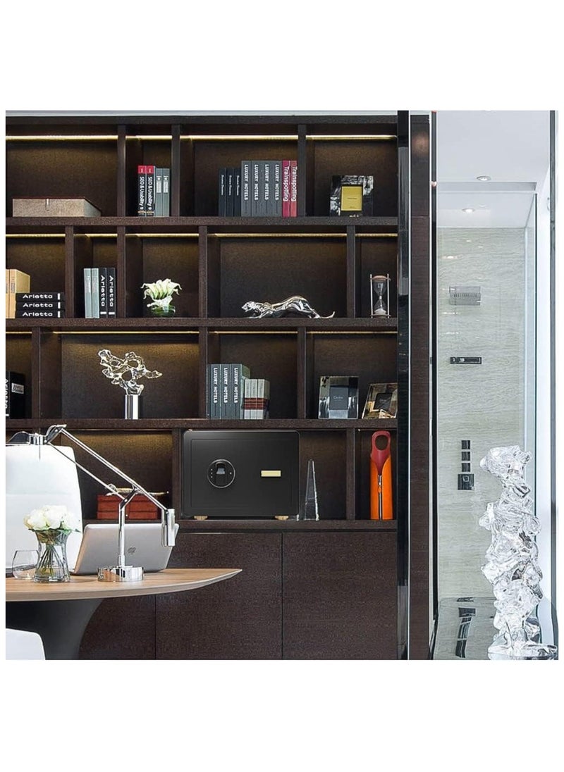 Cool Baby - Safe Box with Biometric Fingerprint Lock A4 Document Size Safety Deposit Box for Home Office Shop (25 * 35 * 25) Brown - Image 1