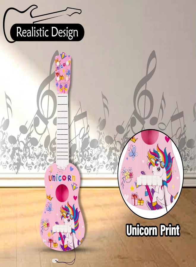 WISHKEY Unicorn Theme Guitar 4 Strings Acoustic Music Toys for Kids, Educational Toy Guitar for Beginners, Musical Instrument, Learning Musical Toy, Sound Toys, Pink, 6+Years, 22" (Pack of 1) - Image 2