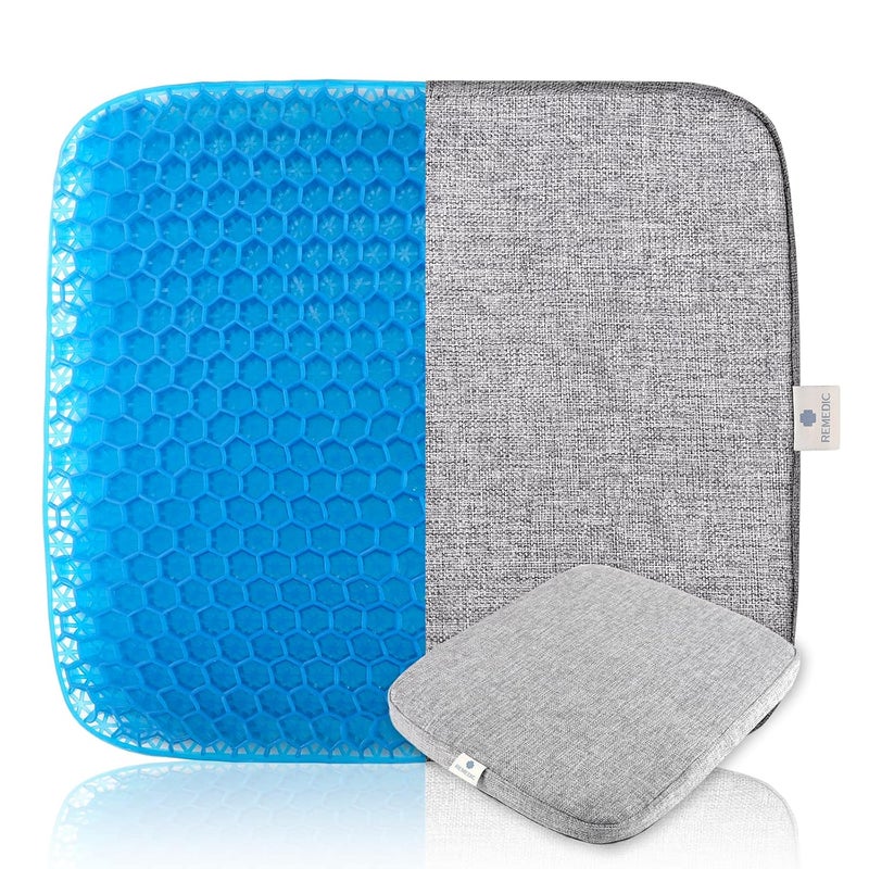 REMEDI Gel Seat Cushion - Cushion with Gel Insert and Machine Washable Incontinence Pad and Fabric Cover - Image 1