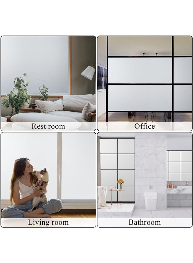 Hihonor Window Film,Privacy Film Frosted Decorative No Glue Self Static Cling Anti UV Removable for Home Living Room Bedroom Bathroom Kitchen Office (45x300cm) - Image 5