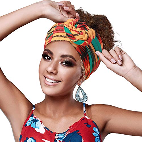 WILLBOND 6 Pcs African Headbands for Women Knotted Wide Non Slip Yoga Stretchy Turban Hair Scarfs Boho Print Headwrap Hair Accessories for Women Yoga Running Sports Workout - Image 2