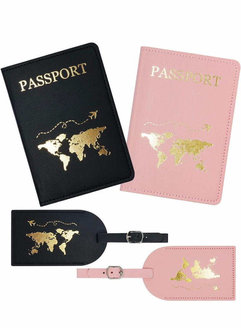 SYOSI Luggage Tags, 2 Pcs Airplane Passport Covers and 2 Pcs Luggages, Holder Travel Suitcase Tag Case Organizer, Bag Labels - Image 1