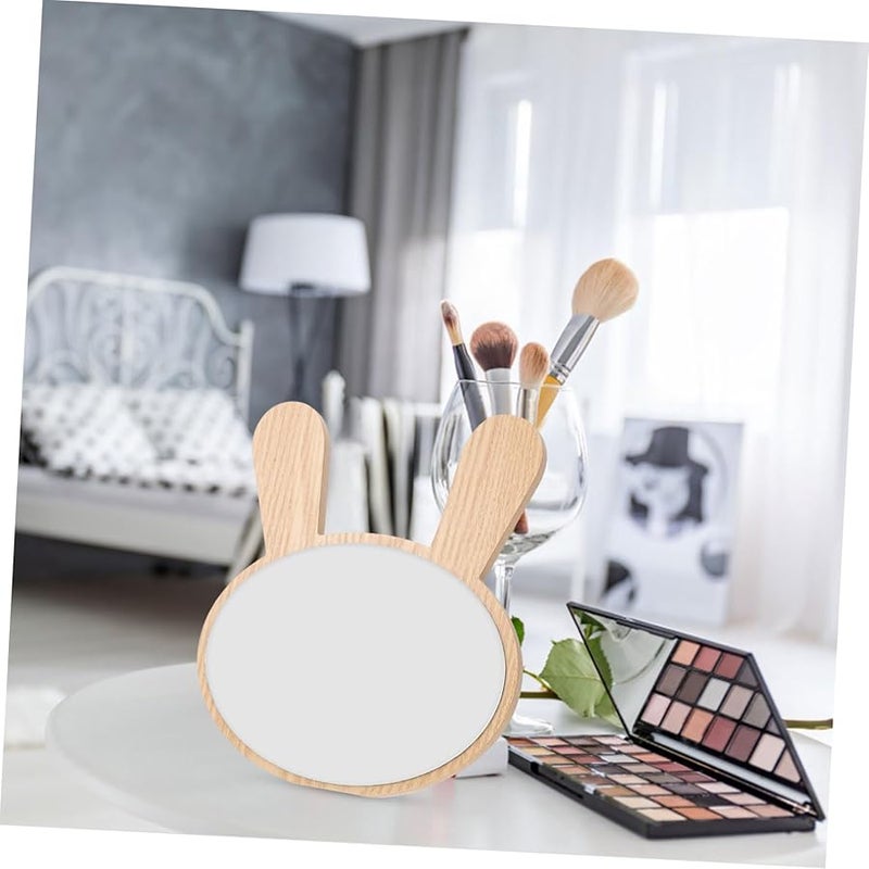 Brown Cartoon Makeup Mirror Elegant Desktop Vanity Decor Wooden Design Home Travel Use - Image 4
