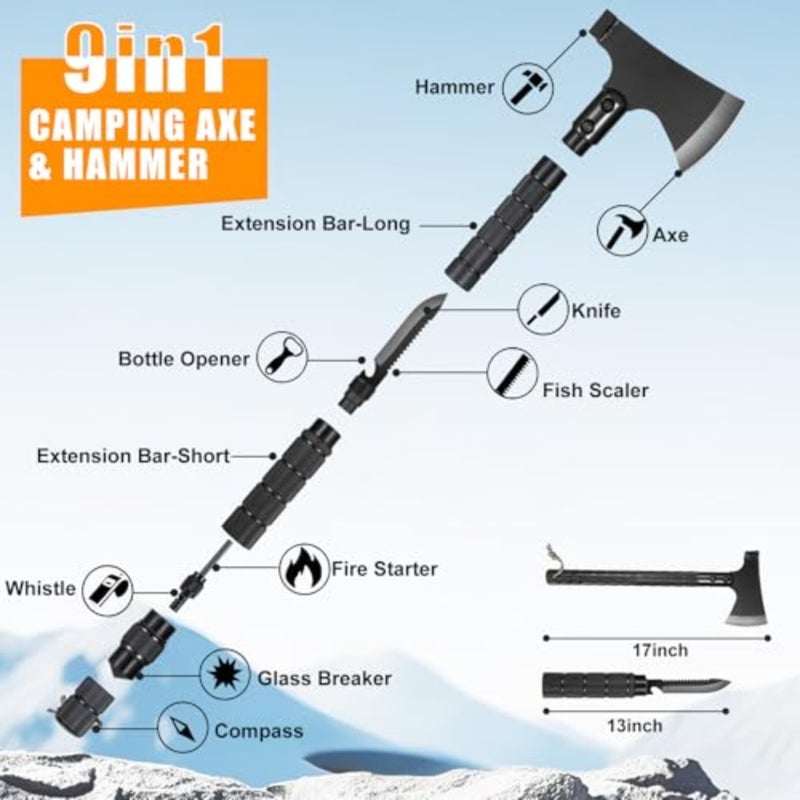 Survival Kit, 360 Pcs Bug Out Bag with First Aid Kit.Camping Axe, Survival Shovel, Tools Ideal for Camping, Hiking - Image 3