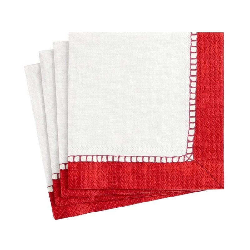 Caspari Entertaining with Caspari Linen Cocktail Napkin, Red, Pack of 20,7655C - Image 1