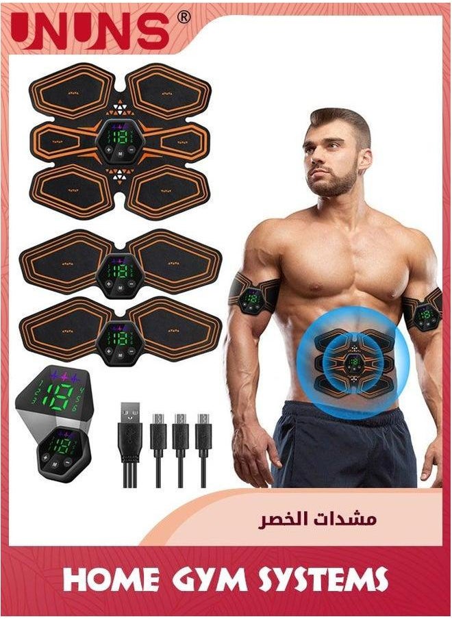UNUNS Abs Stimulator Muscle Tone,Fitness Waist Training Belt,Ab Machine USB Rechargeable Gear For Abdomen Arm Leg,Strength Equipment Men Woman,Home Office Exercise Equipment,Red  - Image 1
