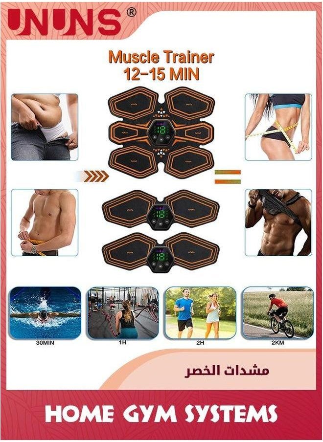 UNUNS Abs Stimulator Muscle Tone,Fitness Waist Training Belt,Ab Machine USB Rechargeable Gear For Abdomen Arm Leg,Strength Equipment Men Woman,Home Office Exercise Equipment,Red  - Image 3