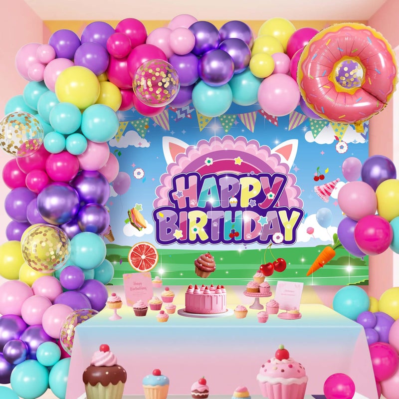jenmir Doll House Birthday Decorations For Girls,Colorful Balloons Arch Kit,Happy Birthday Banner,Foil Balloon,Party Supplies - Image 1