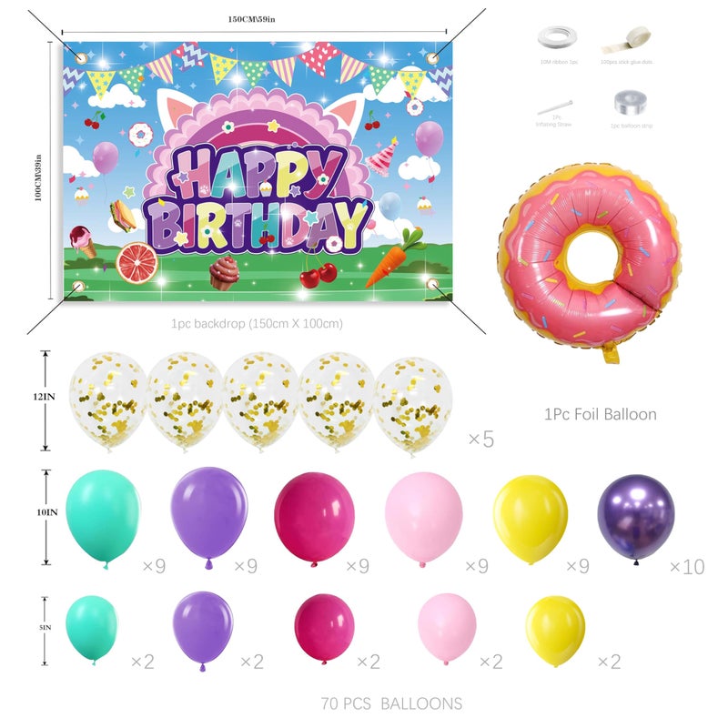 jenmir Doll House Birthday Decorations For Girls,Colorful Balloons Arch Kit,Happy Birthday Banner,Foil Balloon,Party Supplies - Image 2