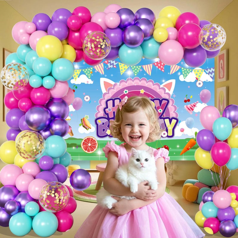 jenmir Doll House Birthday Decorations For Girls,Colorful Balloons Arch Kit,Happy Birthday Banner,Foil Balloon,Party Supplies - Image 3